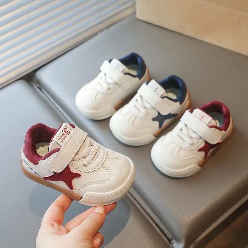 Kids'Casual Shoes Color Blocking Star PU Leather Fashion Autumn Shoes For Children Breathable Anti-slip Red Blue Size 16-25