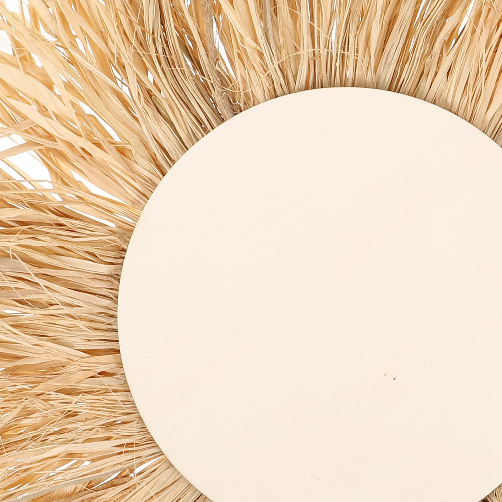 

Nordic Style Raffia Wall Decor Raffia Woven Wood Beaded Hanging Decoration for Living Room Bedroom Office Rustic Home Art