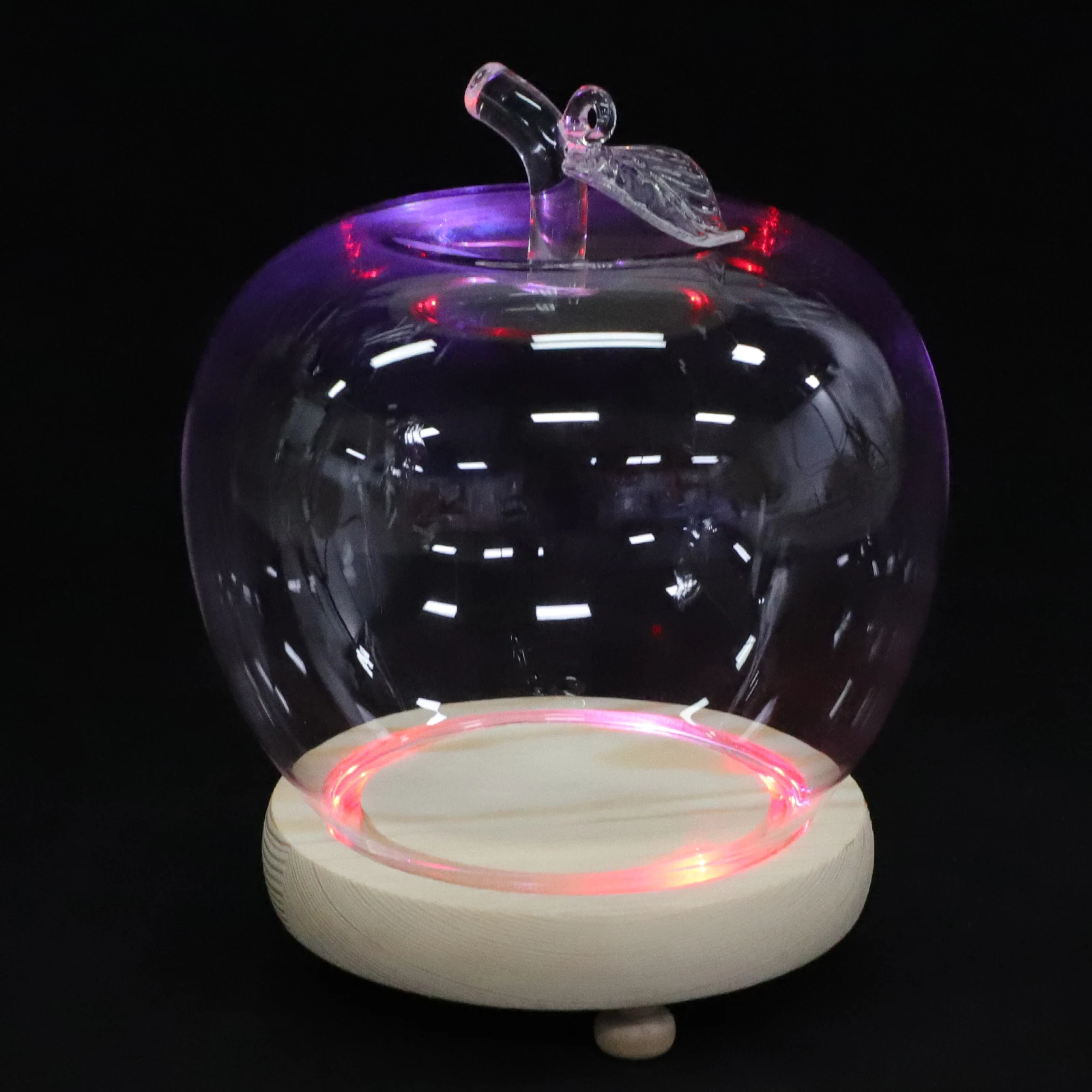 

1 set Apples Glass Dome With Wooden Base Transparent Glass Cover For Immortal Flower Display, Desktop Home Decor, Micro