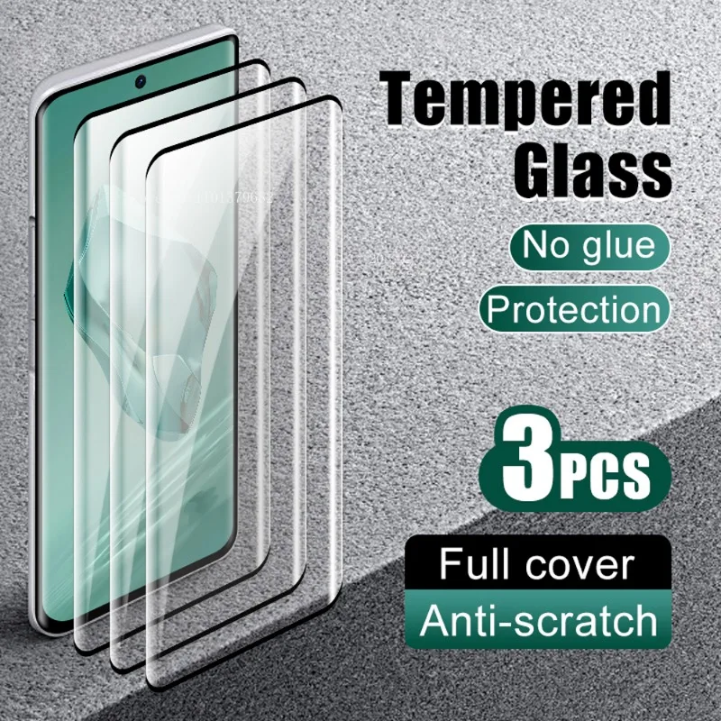 3Pcs Curved Ultrasonic Fingerprint Screen Protector Glass  for Oneplus 12 11 10 Tempered Glass for Oneplus 9 Pro 8 ACE 2 3 Glass