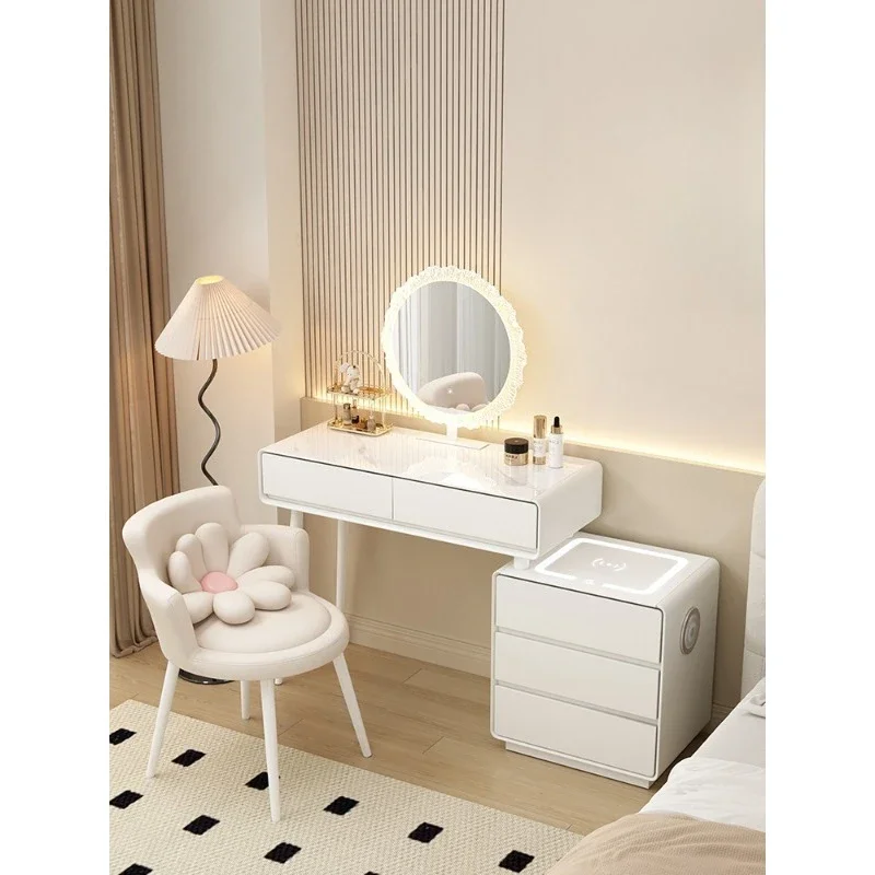 Cream wind dresser solid wood light luxury intelligent modern simple small makeup table master bedroom makeup table