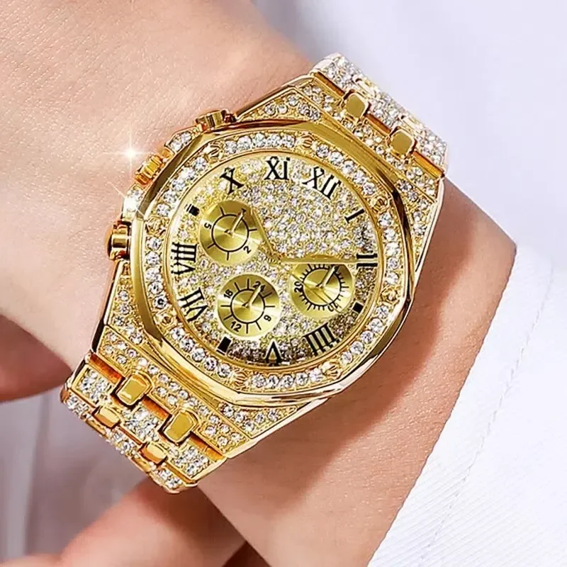 Luxury Women Diamond Watches Hip Hop Bracelet Ladies Quartz Watch Rose Gold Womens Wristwatch Shiny Crystal Reloj Mujer