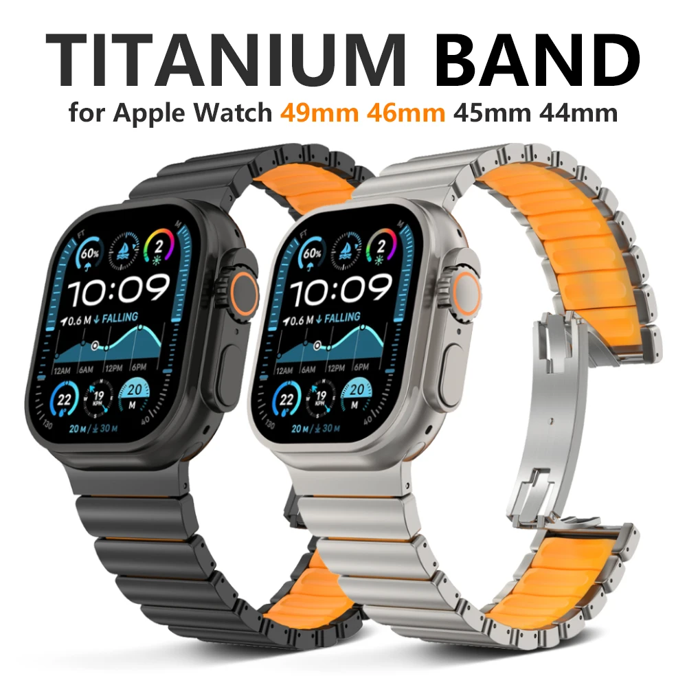 apple-watch-ultra3-2-49mm-46mm-45mm-44mm用チタンラバーストラップ、メタルクラスプバンド、iwatch-11-10-9-8-7-6-5-4-se3アクセサリー