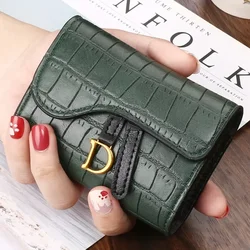 Krótki portfel damski 2024 New Korean Style D Letter Buckle Coins Purses Wallet Card Bag Key Wallet Luxury carteras para mujeres