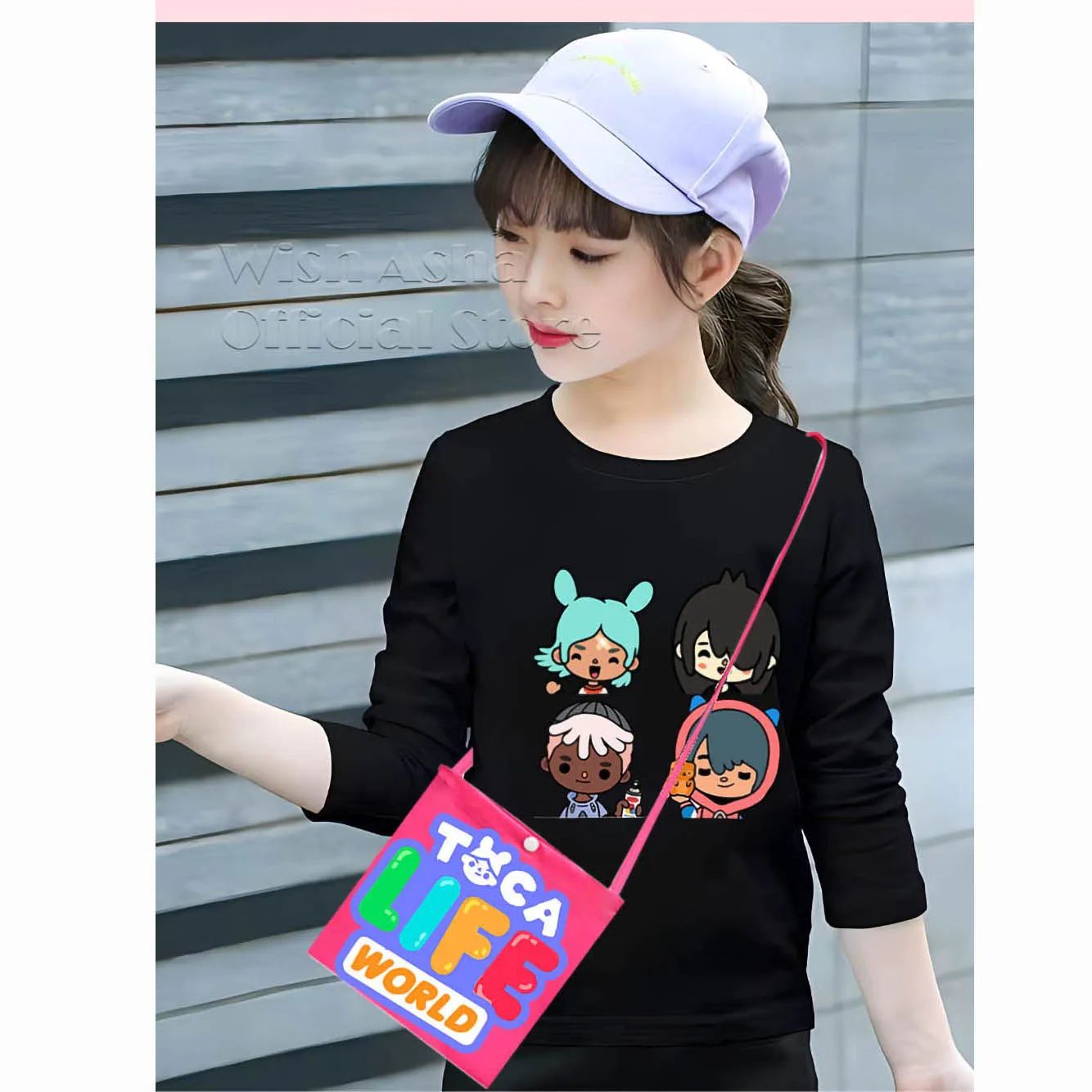 Wish Asha Long Sleeves T-Shirts for Girls Toca Life World Top Kids Cartoon T Shirts Children Anime T-shirt Casual Tee Streetwear