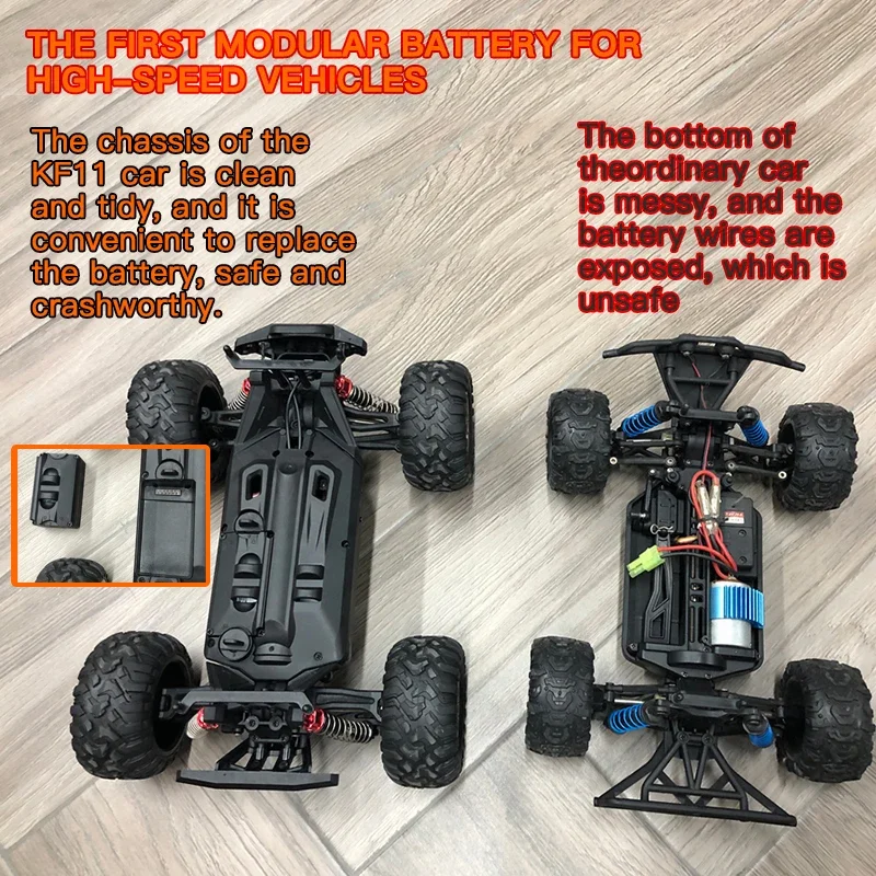 KF11 4WD 1:16 50KM/H Brushless RC Drift Off-Road Car With LED Light IPX6 Waterproof Electric High Speed Racing Outdoor Truck Toy