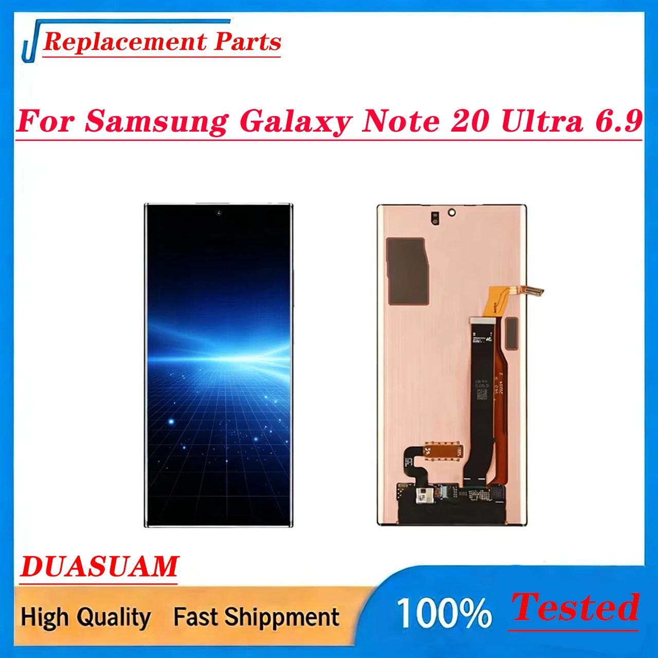 For Samsung Galaxy Note20 Ultra SM-N986B 6.9-inch burn-free touch screen digitizer assembly supports 120Hz fingerprint S-Pen