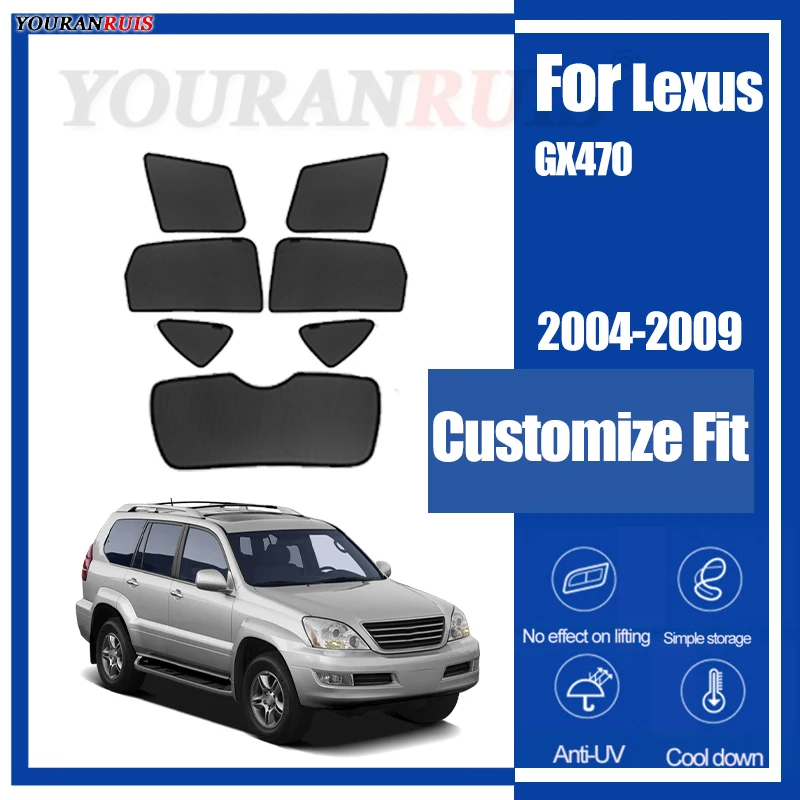 

Customize For Lexus GX470 2004-2009 Car Side Windows Sunshade Curtains Mesh Heat Insulation Protect Privacy Accessories