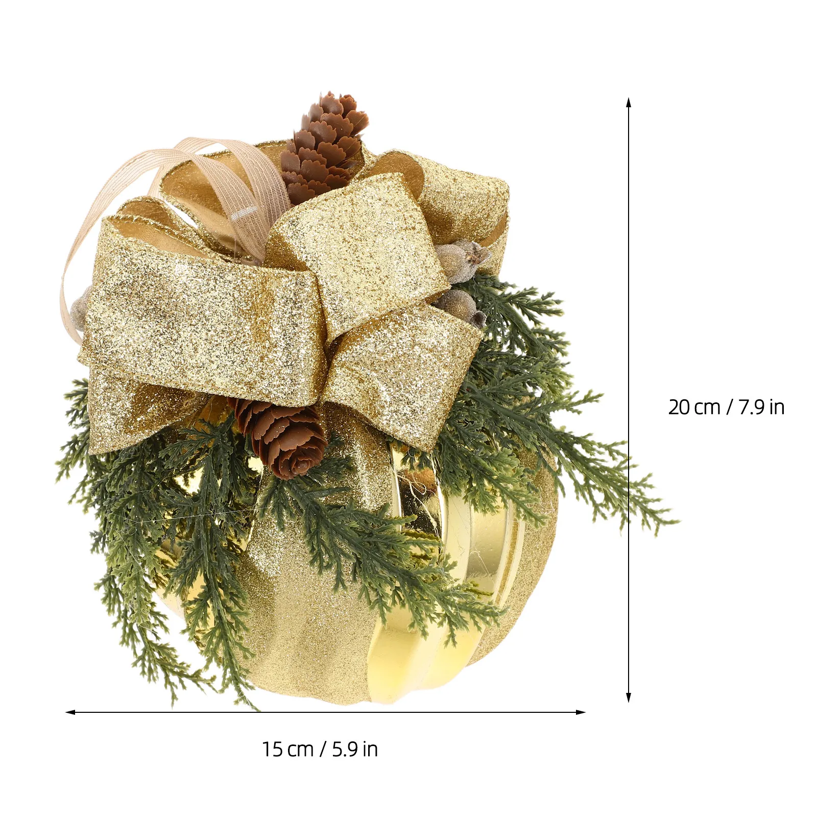 Christmas Ornament Ball with Bow Pine Needle Pine Cones Ribbon Bow Bauble Hanging Ball Christmas Centerpiece Ornaments for Xmas