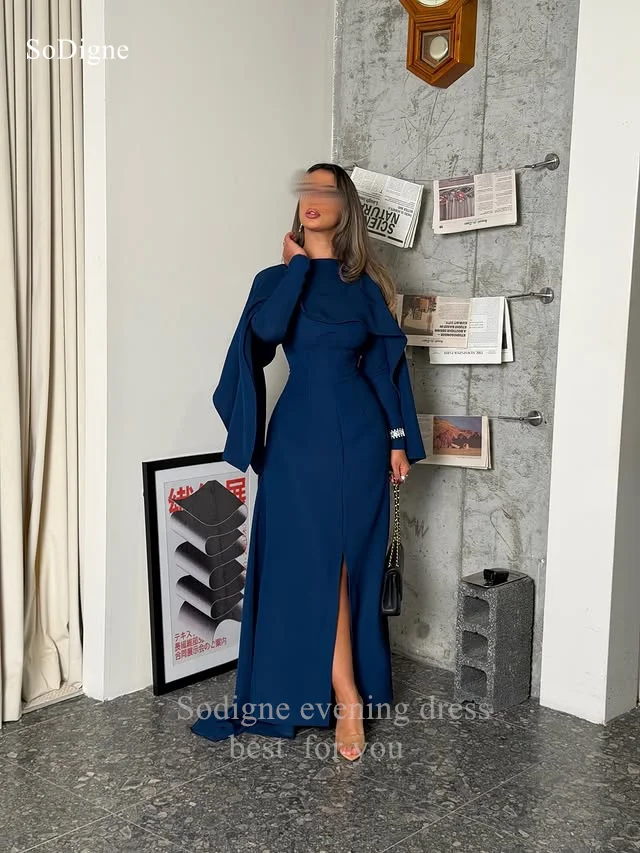 SoDigne Abiti da sera eleganti Maniche lunghe Abito da festa con spacco A-Line Abiti da ballo per occasioni formali Personalizzati