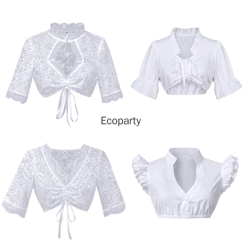 New Women Bavarian Oktoberfest Costume Top Sexy Lace Hollow Out Sheer Dirndl Costumes Traditional Beer Festival Party Crop Tops