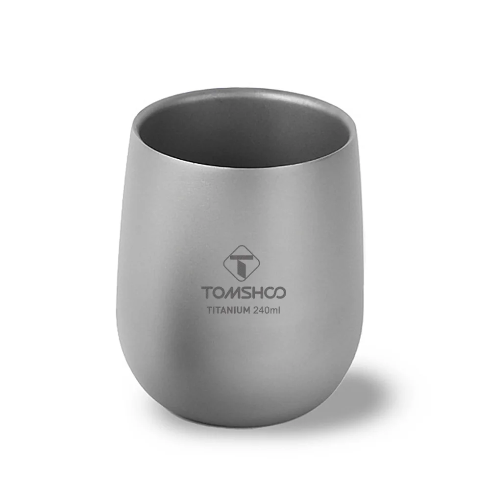 TOMSHOO Isolierter doppelwandiger Getränkebecher, Camping-Titan-Wasserbecher für Camping, Wandern, isolierter Titanbecher