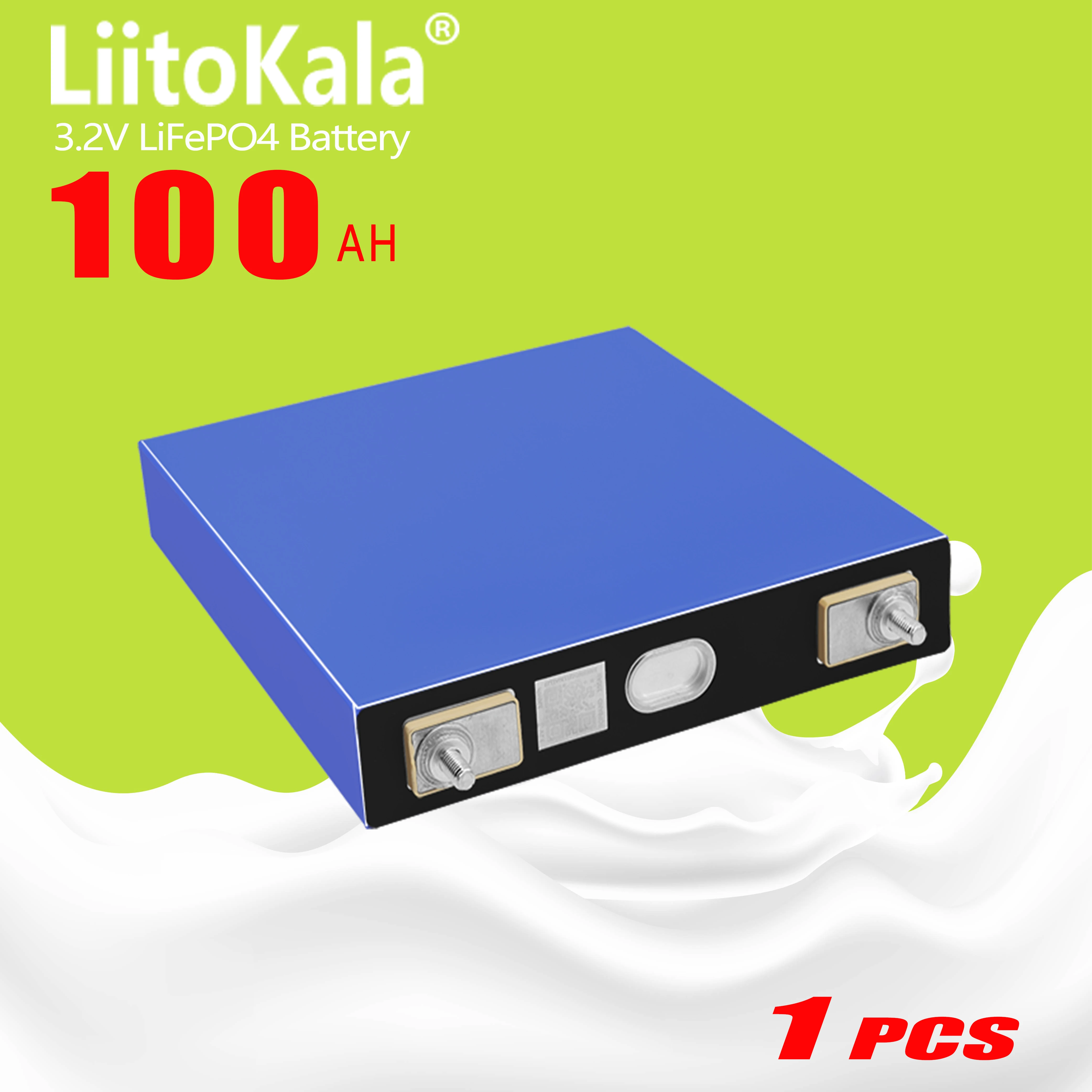 

1pcs LiitoKala 3.2V 100Ah LiFePO4 Lithium iron phospha battery DIY 4S 8S 12V 24V 48V Motorcycle Electric Car motor batteries