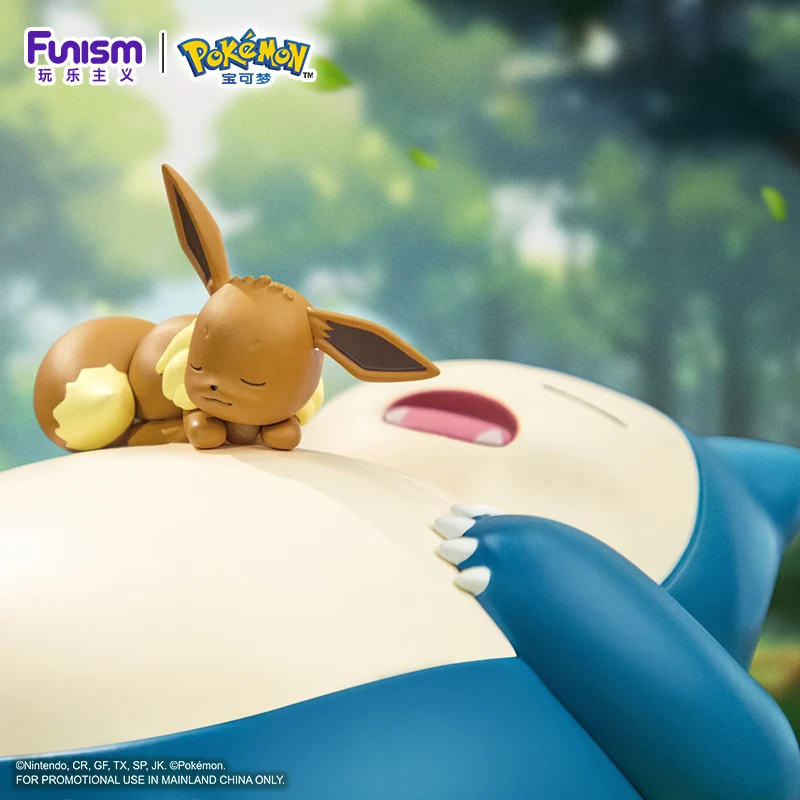포켓몬 애니메이션 액션 피규어 Snorlax 및 Eevee 오리지널 홈 데스크탑 컬렉션 모델 장식품 휴일 선물 어린이 장난감