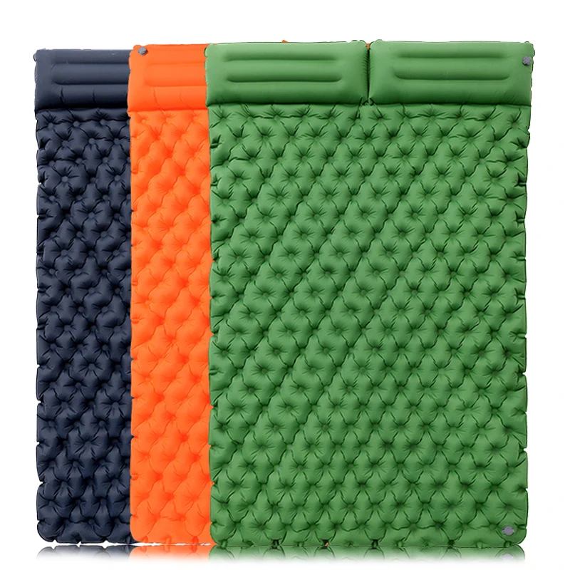 Outdoor Camping Sleeping Mat  with Pillow Ultralight  Inflatable Mattress Waterproof Pad Thick with Inflatable bag for 2 People