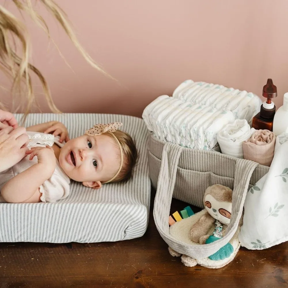 Divided Pouch Large Capacity Diaper Organizer Foldable Lightweight Mommy Handbag Divided Durable Nursery Tote Newborn Care