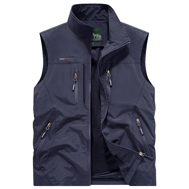 New Fashion Men Mesh Thin Fishing Waistcoats Outdoor Waterproof Sleeveless Jackets Men Breathable Quick-drying Vests Coats 5XL