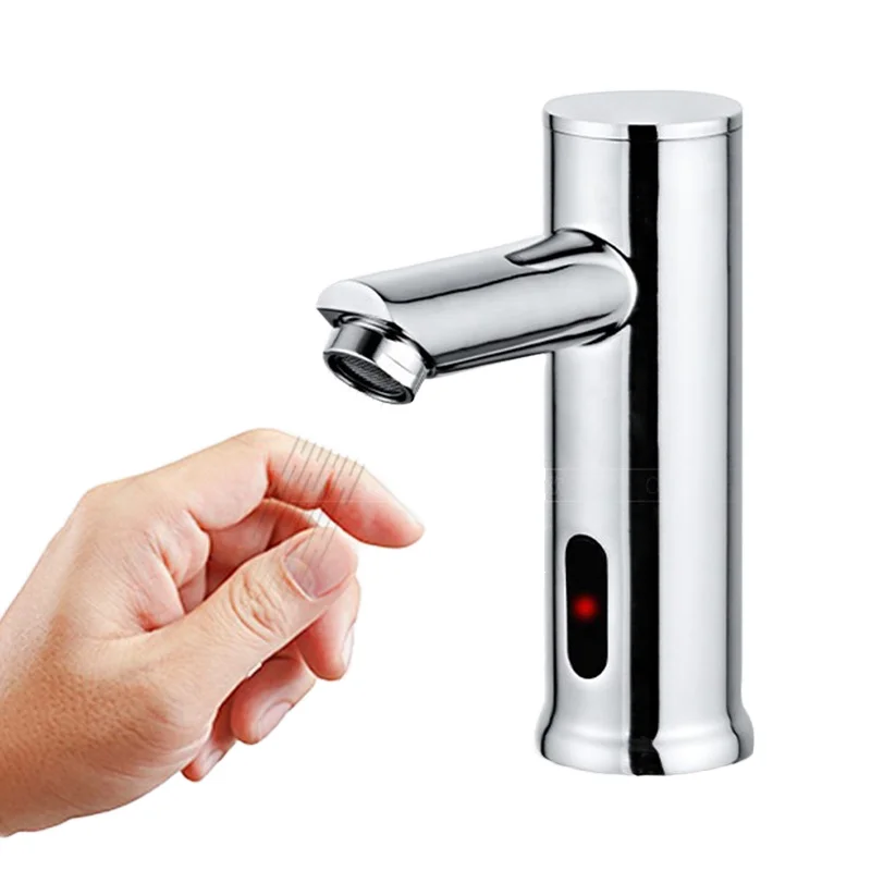 

Hot Sale Modern Chrome Plated Single Hole Deck Mount Bathroom Sink Faucet Touch Free Automatic Sensor Basin Faucet