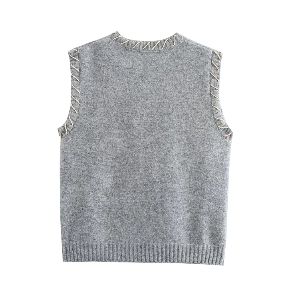 Débardeur tricoté brodé de poney pour femmes, pull doux et gluant de Style occidental, nouveau gilet empilé, printemps