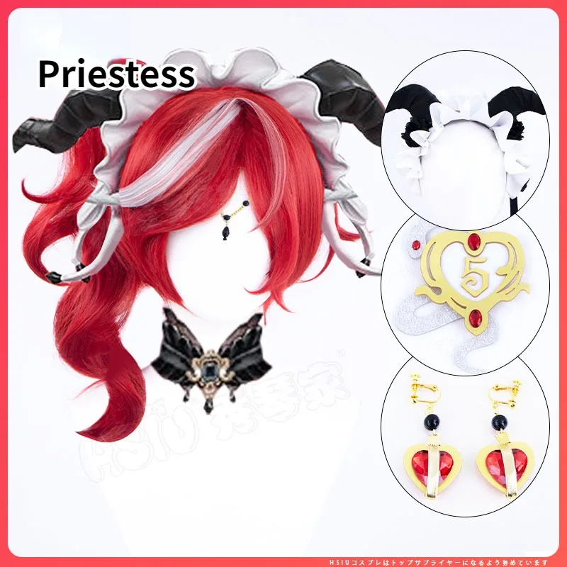 

Anime Game Identity V Cosplay Fiona Gilman Priestess Role Play High Temperature Silk Headband Hair Net Earrings Costume Wigs