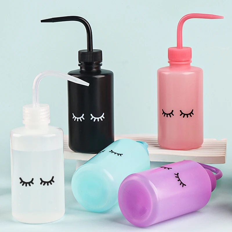 250ml 래쉬 로고 Falsh 속눈썹 청소 병 곡선 스파우트 클리너 물뿌리개 눈썹 리무버 세척 병 메이크업 도구