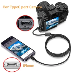 TypeC Port Camera to iphone OTG cable for iphone13,12,11,8,7,6,XS,FUJI X-S10 T3 50X GFX100 X100V, NIKON D780 D6 Z6 Z5 Z50 Z6