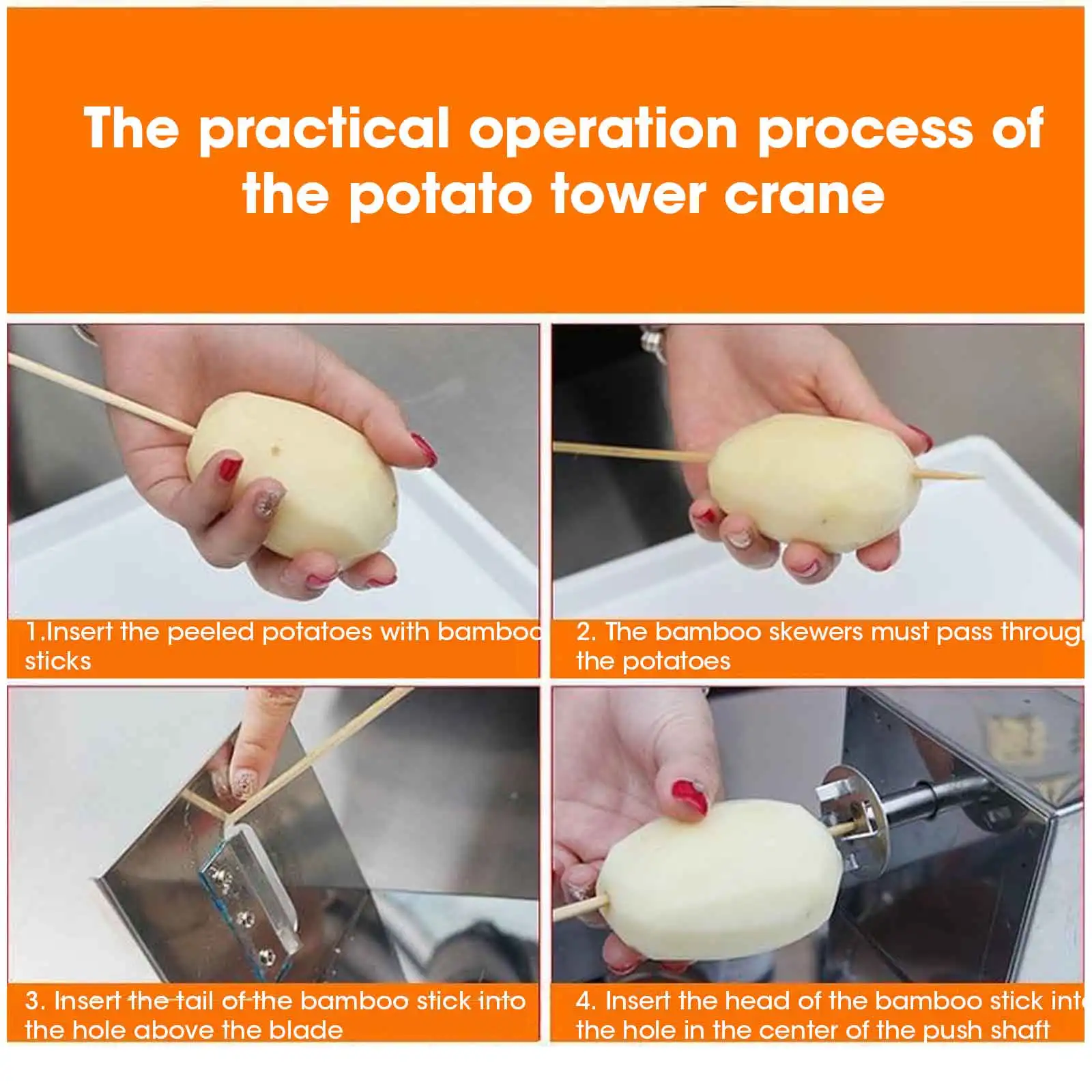 Potato Tower Machine Tornado Potato Spiral Cutter,Manual Stainless Steel Twisted Potato Curly Fry Cutter For Potatoes Carrots
