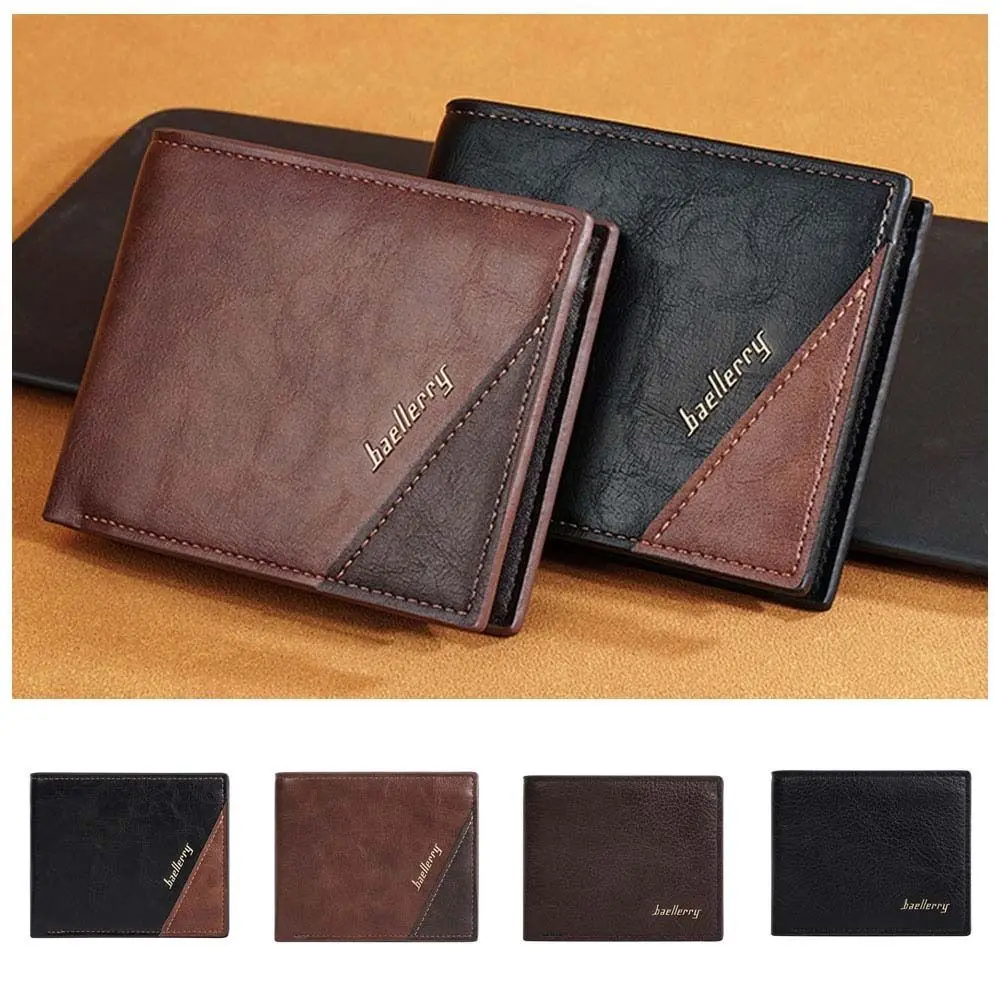 

Practical Korean Style Men Wallet PU Leather Credit Card Case PU Leather Coin Purse 2 Fold Square Portable Storage Bag Travel