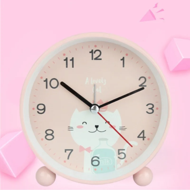

Korean Cartoon Animal Pattern Alarm Clock Creative Cat Rabbit Decor Table Clock Silent Sweep Seconds Night Light Quartz Watch