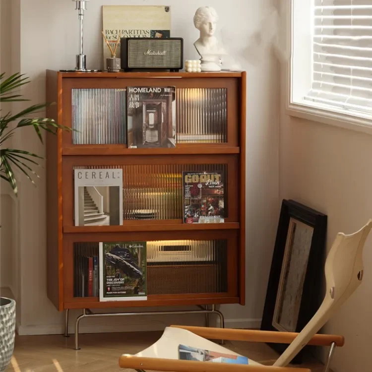 Solid wood dining side cabinet,  chest cabinet, TV sofa side cabinet, Japanese-style living room storage magazine cabinet