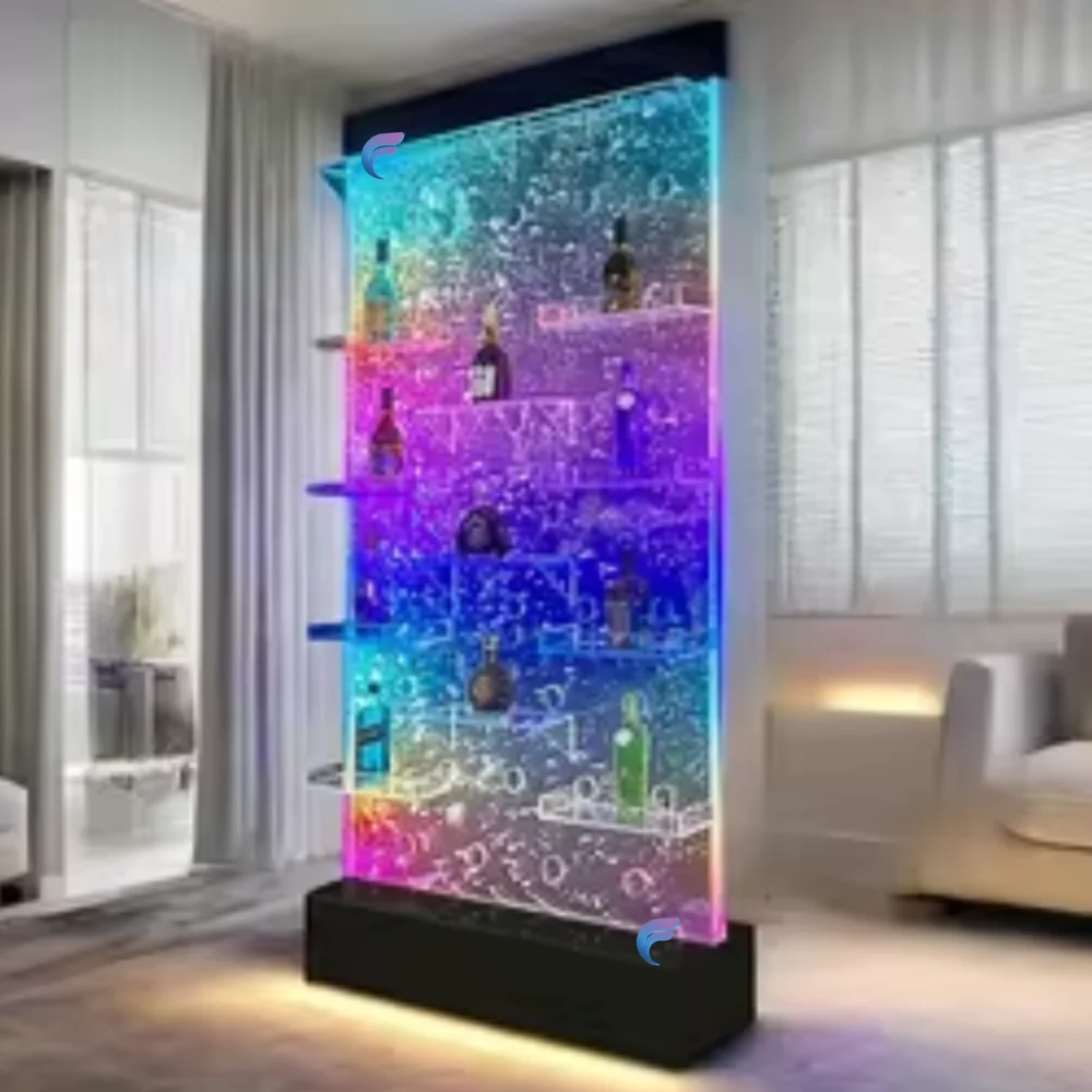 Customization.Indoor Floor Standing Bubble Wall Changing Led Light Acrylic Wall Partition Room Divider Home Decor Fountain