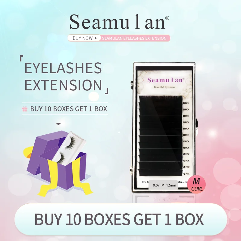 

Seamulan 10boxes Eyelashes ExtensionsC/D/M/L Curl Russian Volume Lashes Korean PBT False Mink Cilios Eyelash Extension Supplies