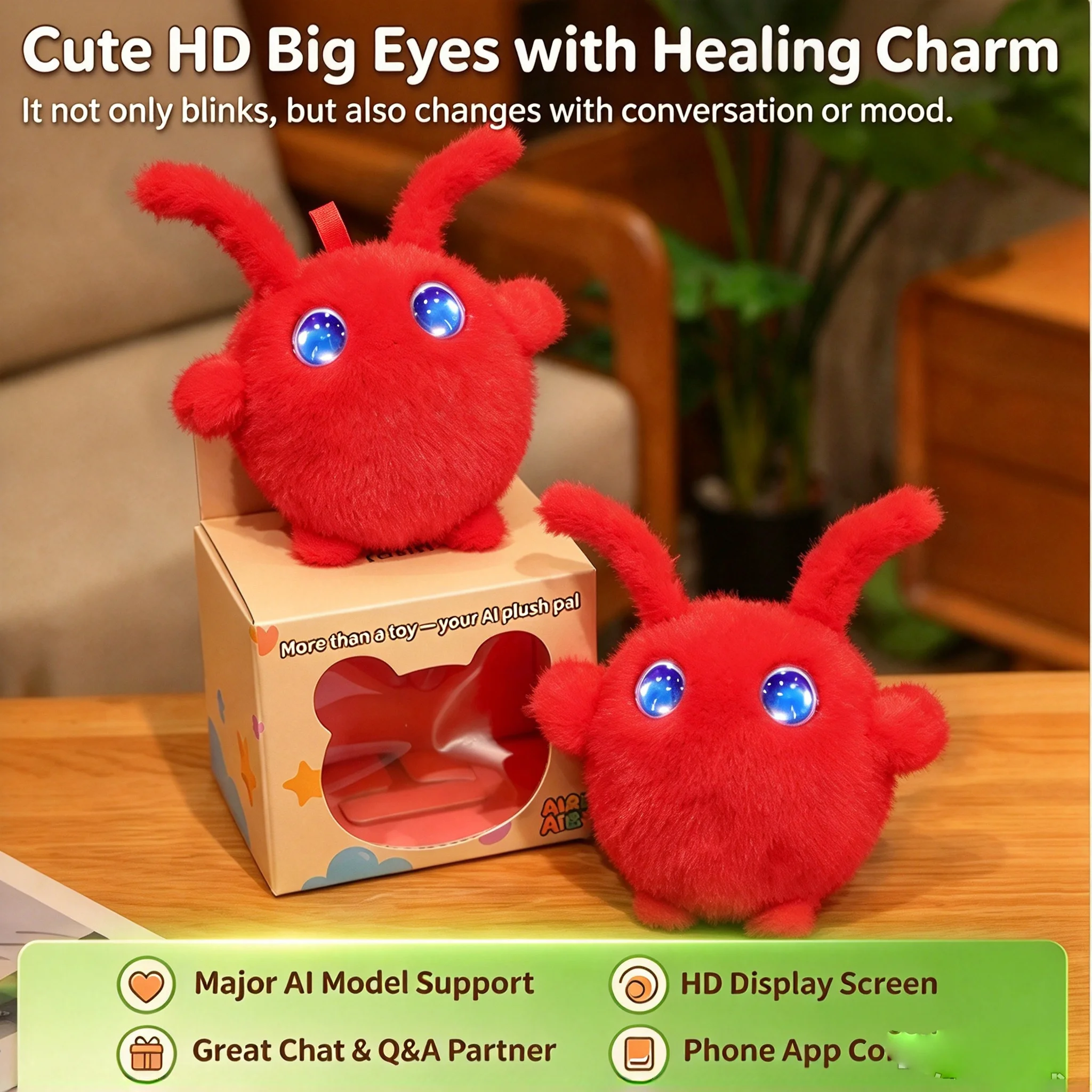 AI Lobster Electronic Pet, Smart AI Talking Plush Toy with Animated Blinking Eyes, Kids Interactive Early Education Companion Gi