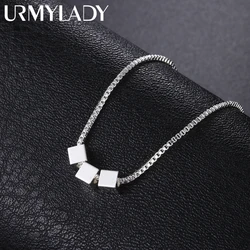 925 sterling Silver Necklace Box chain Simple Square cube triangle Pendant For Women fashion party wedding accessories Jewelry