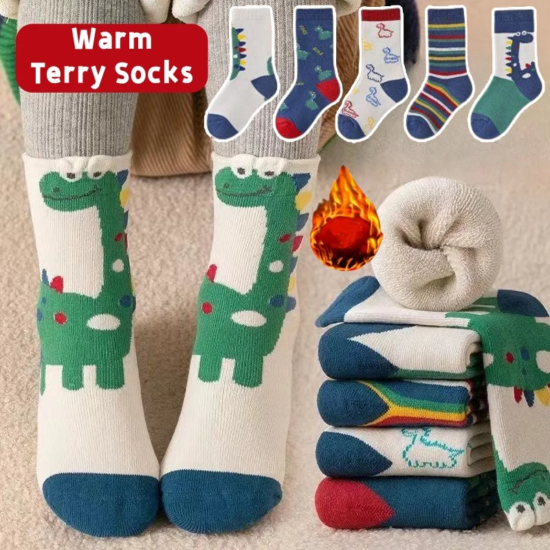 

Boys Socks Winter Socks Thick Thermal Warm Baby Toddlers Socks Children Thermal Socks Fuzzy Snowboarding Socks 5 Pairs