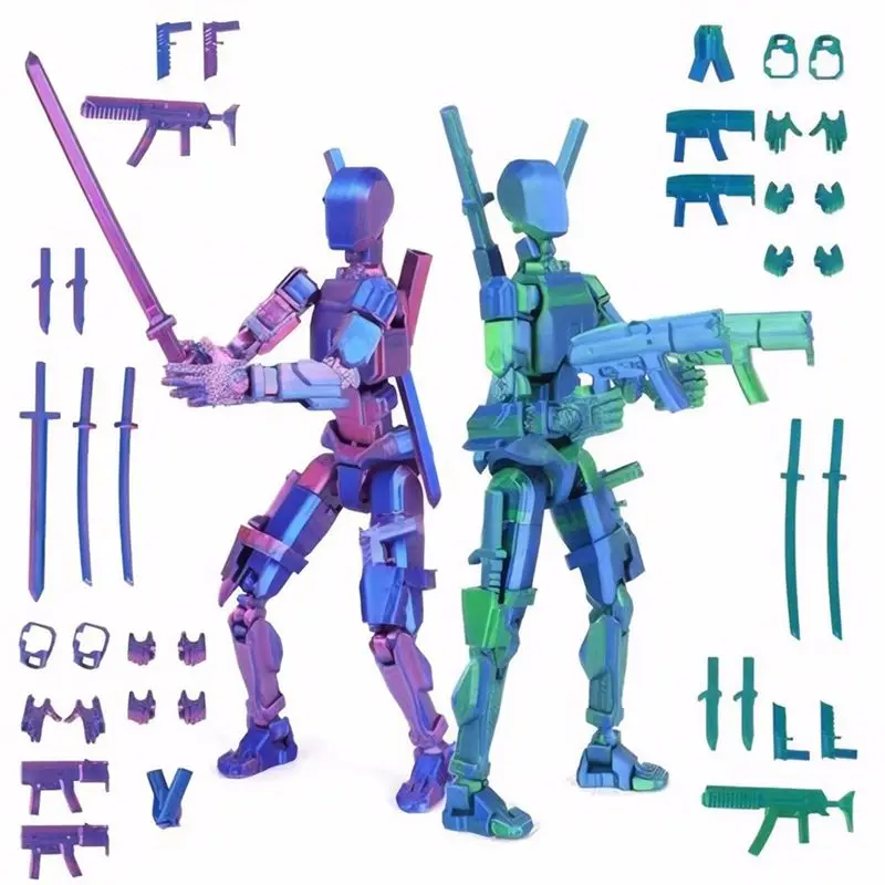 Lucky Mobile Robot T13 Action Figure Set,3D Printed Multi-Jointed,Multi-Articular Desktop Decorations For Game Lover Eco-Fri