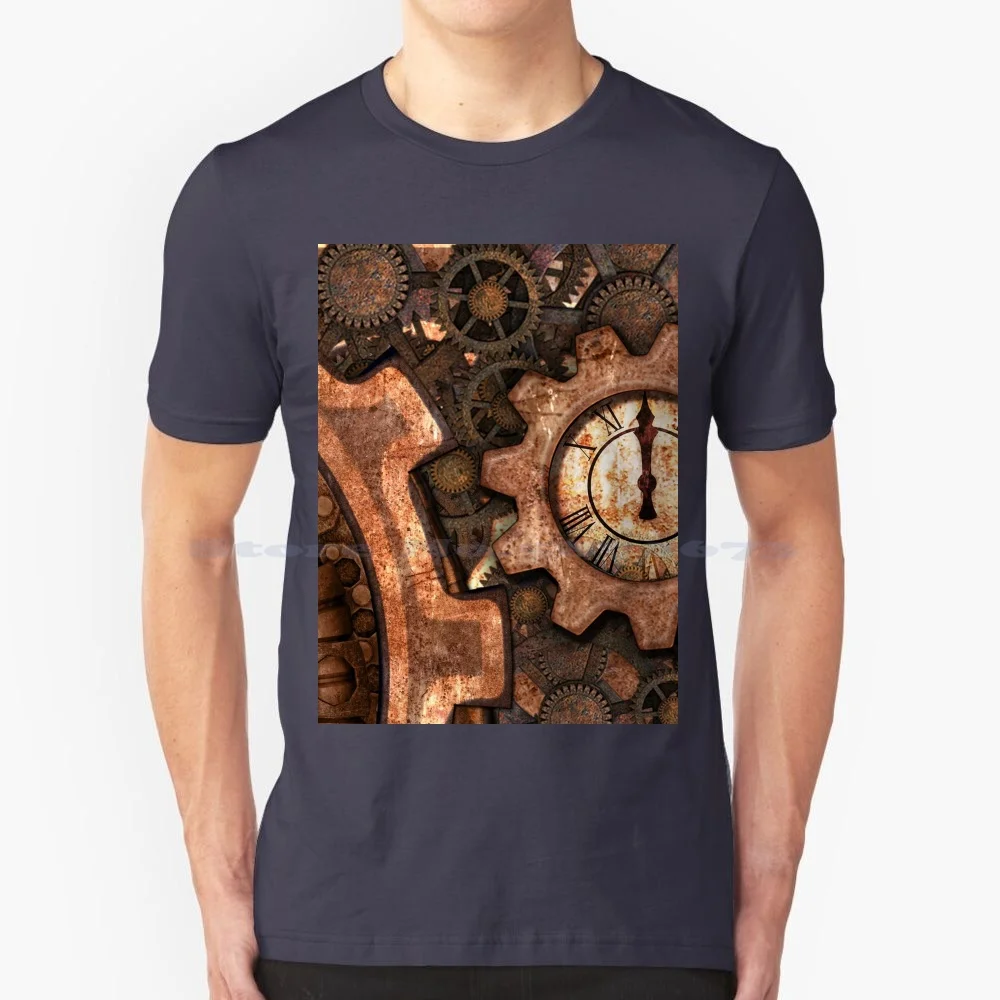 Clock Gears T Shirt 100% Cotton Tee Colorful Gears Mechanical Gears Metal Gears Gears Pattern Electronic Art Analogic Art