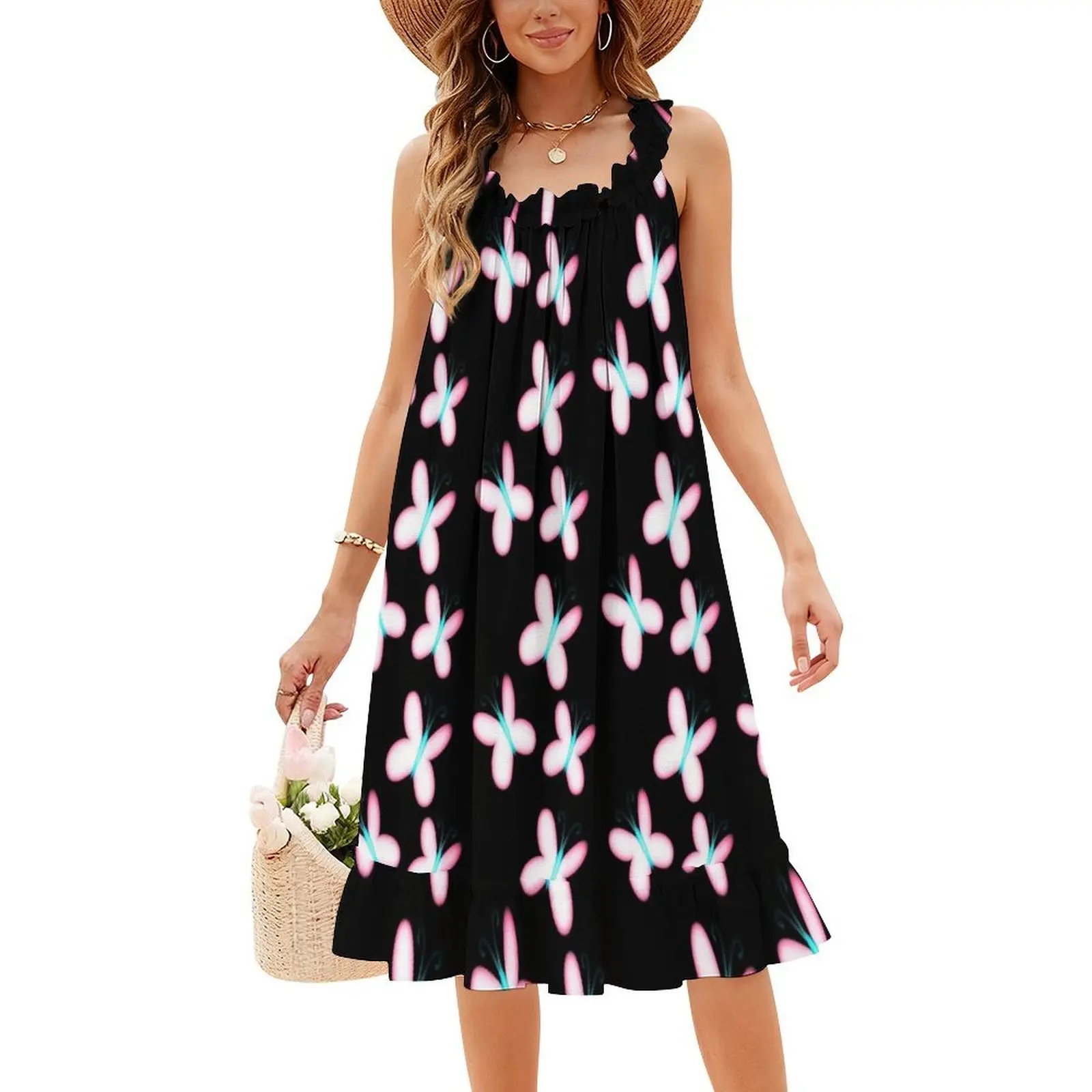 Sukienka damska Neon Fluttershy w stylu streetwear na imprezę, modny nadruk, odzież klubowa dla kobiet, My Little Mlp My Little Fluttershy na wieczór