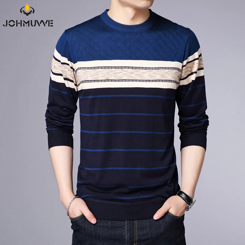 

Men's Casual Striped Knit Spring and Autumn Long Sleeved Pullover Fashion Top