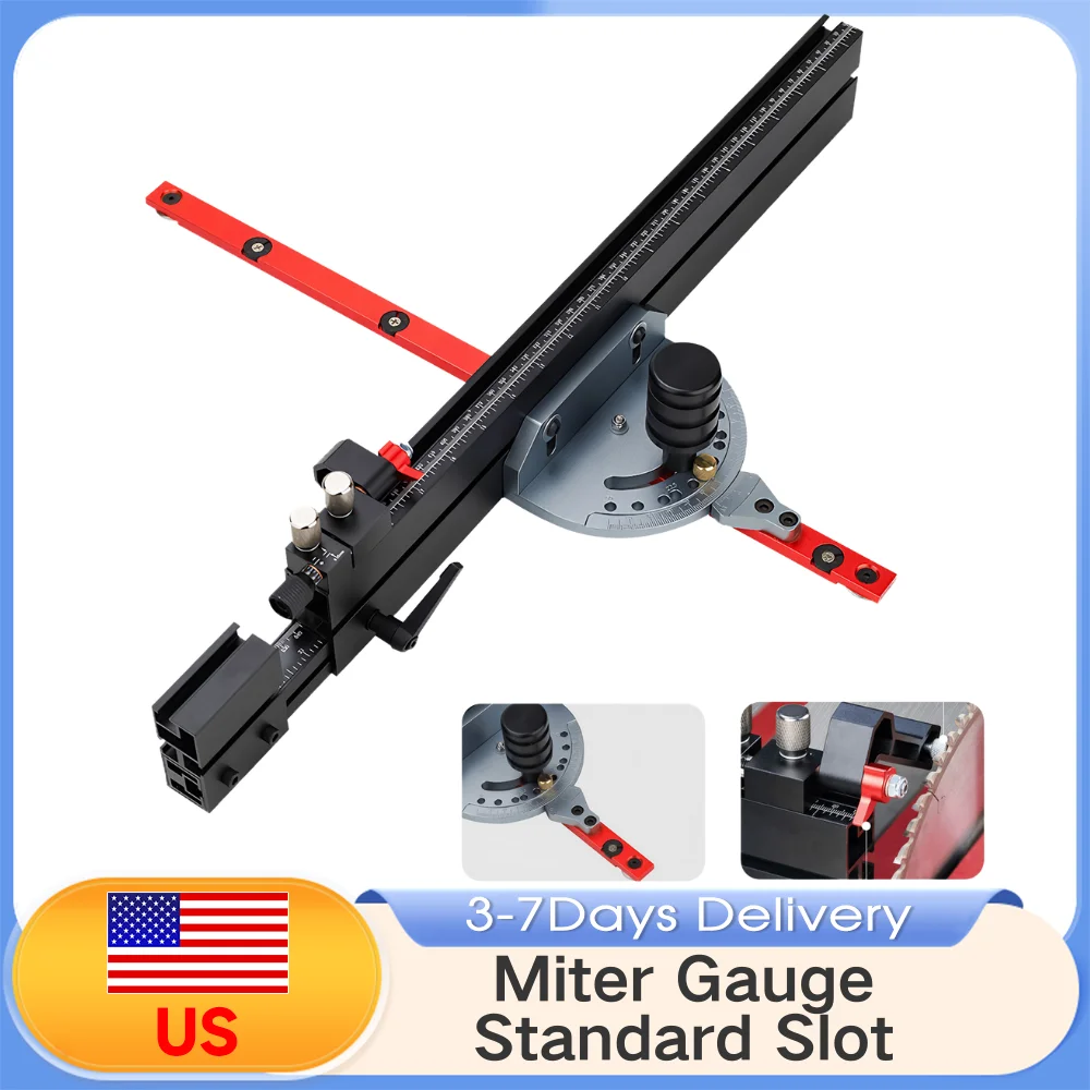 

3/4 X 3/8 Inches Woodworking Miter Gauge Adjustable Standard Slot Table Saw Precision Miter Gauge System 11 Preset Angles Dual S