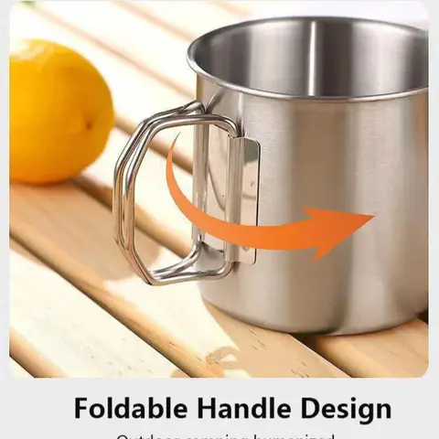 250/330/500/700ml Stainless Steel Camping Cup Portable Mountaineering Cups With Foldable Handle Outdoor Water Mug Drinkware