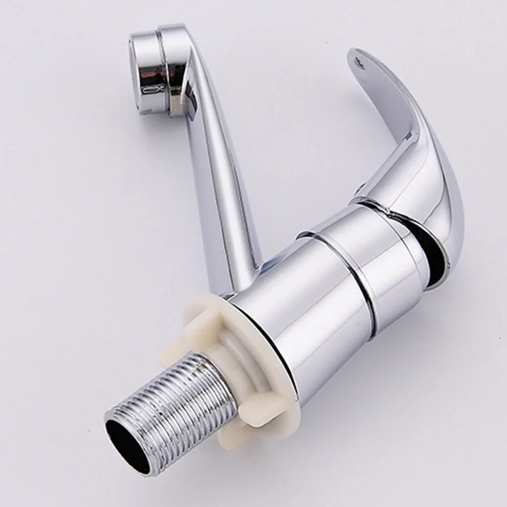 Grifo de lavabo de aleación de Zinc, grifo de lavabo de baño con un solo orificio cromado, grifo de agua de fregadero frío individual, grifo de lavabo montado en cubierta