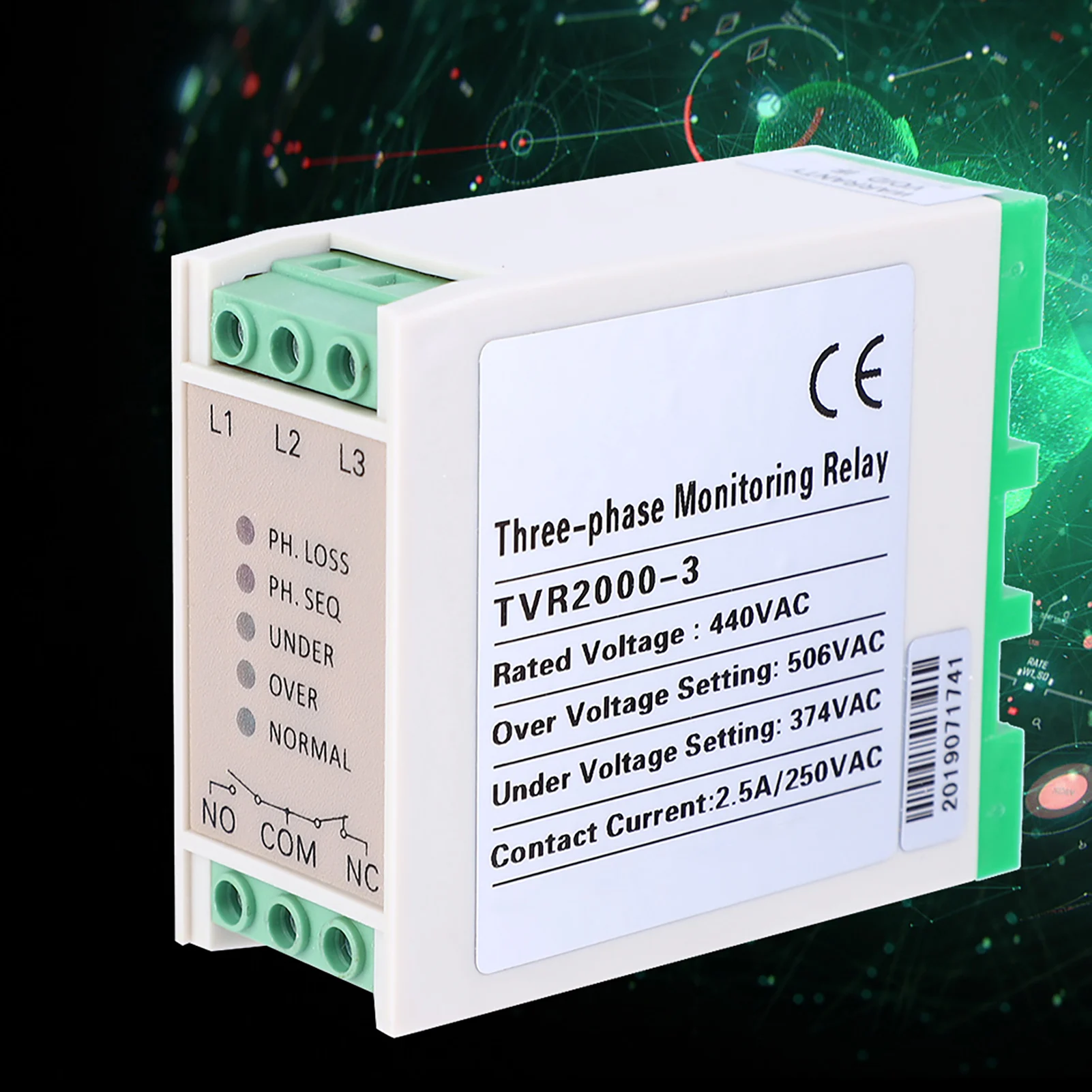 440VAC Over &amp Under Voltage Failure Phase  Protector 3 Phase Power Supply Relay Voltage Relay Phase Loss