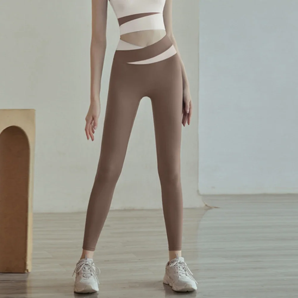 Fitness Training Fitness Leggings Elastic Women Fitness Pants Sports Pants Slim Fit Leggings Solid Color Style