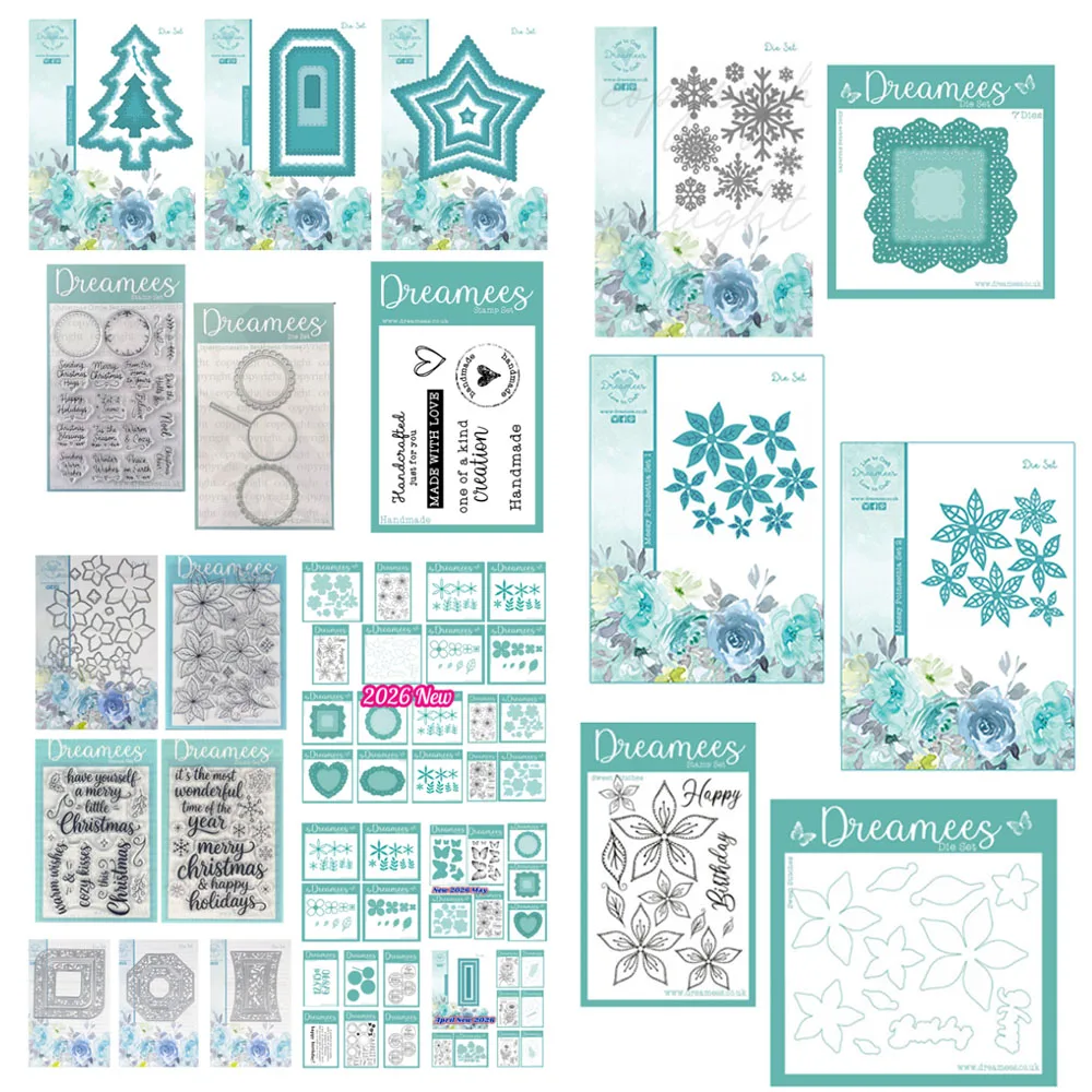 New Dreamees Christmas Circle Sentiments A6 Stamp Set Nesting Stars Tags Trees Metal Cutting Dies DIY Craft Scrapbooking Decor