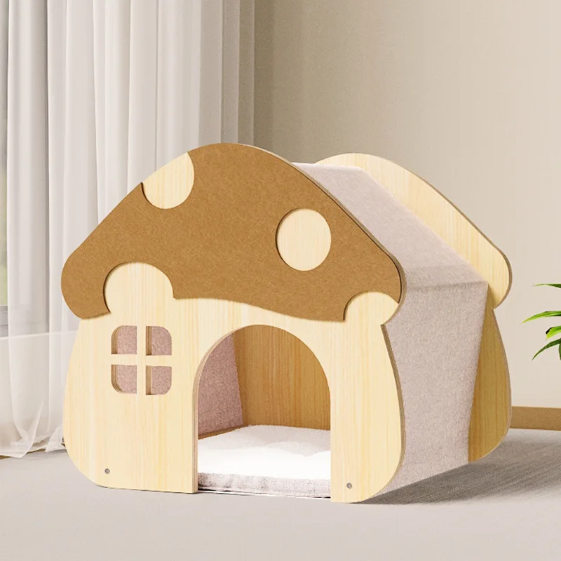 Casa de madera para gatos y perros – Refugio acogedor transpirable - imagen 2