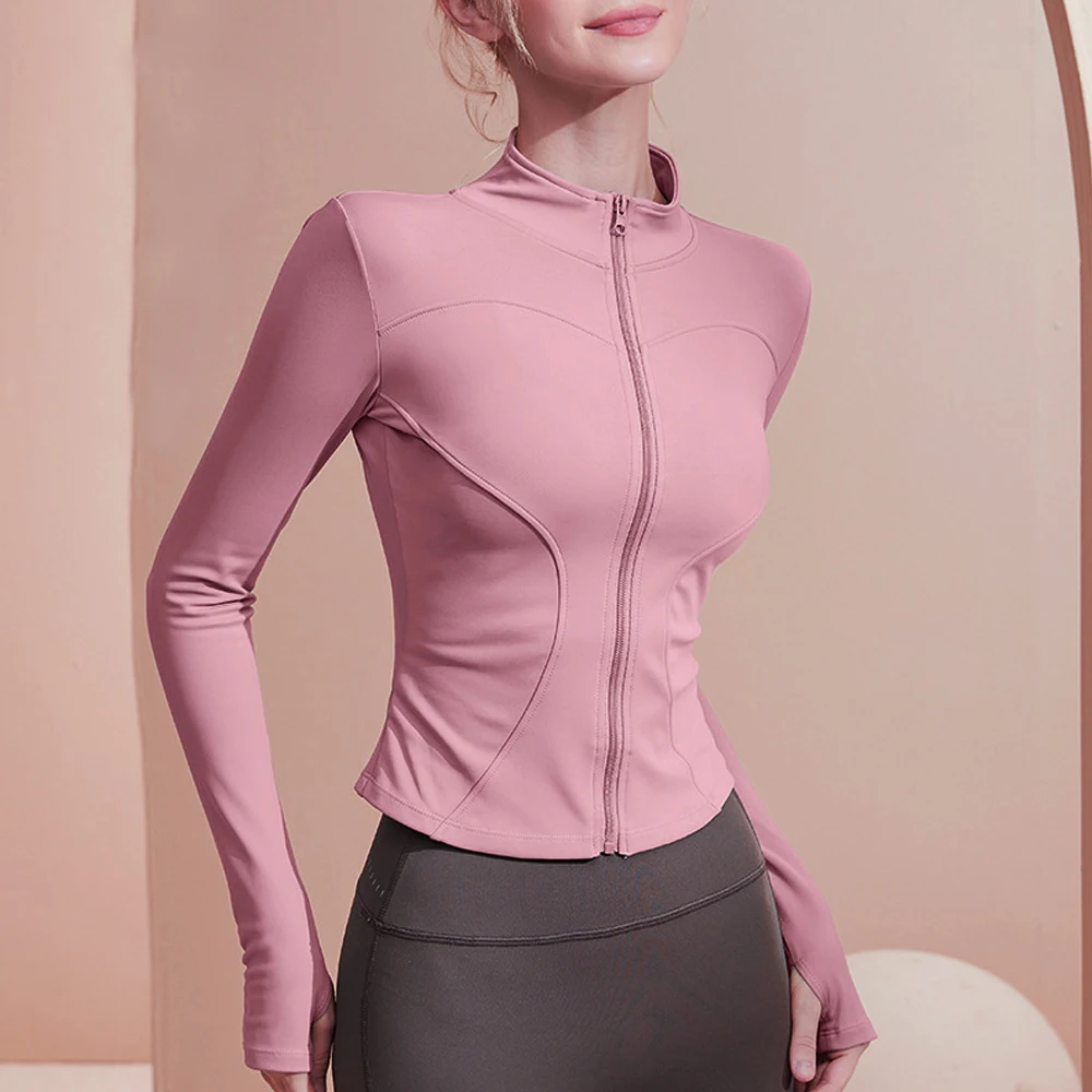 

Zipper Long Sleeve Sports Jacket Women Fitness Yoga Shirt Gym Top Activewear Running Coats Push Up Workout Clothes Woman Jacket