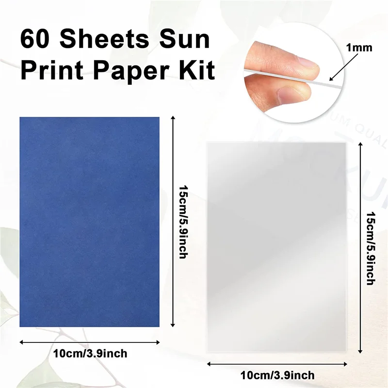 61 Pcs Sun Print Paper Cyanotype Paper Kit,Solar Drawing Paper Sensitivity Sun Print Nature Printing Paper(5.9X3.9 Inch)