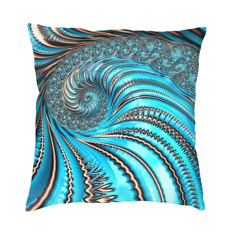 Personalized Turquoise Geometric Patterns Square Throw Pillow Cover Home Decor Print Adorned Teal Spiral Gems Cushion Cover