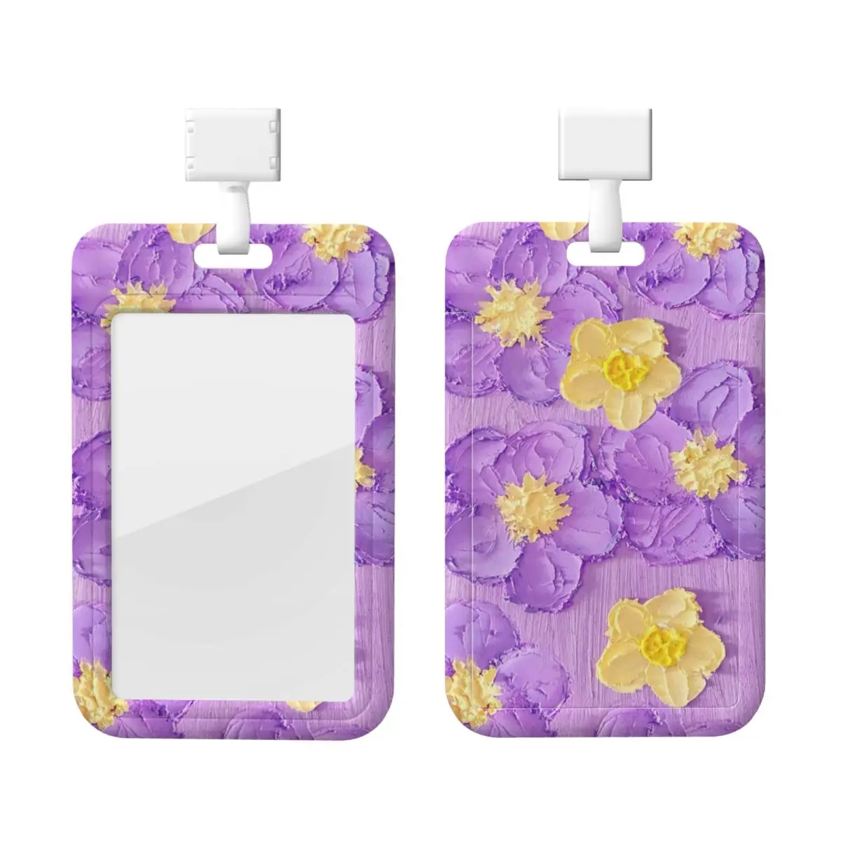 

Custom Oil Painting Flower Card Badge Holder Card Holder Men Women Neck Strap ID Credential Holder Engineers